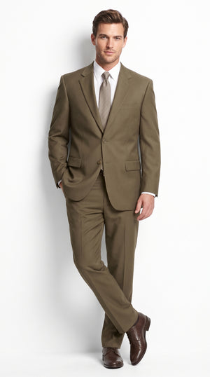 Carlo Lusso Men's Taupe 2-Button Suit – Classic Single-Breasted Business, Wedding & Formal Dress Suit