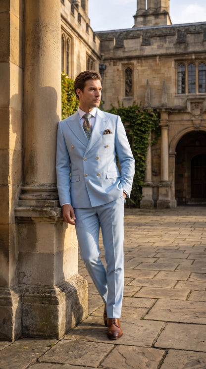 Rossi Man Men’s Blue Double-Breasted Suit – Peak Lapel Formal Wedding & Prom Suit