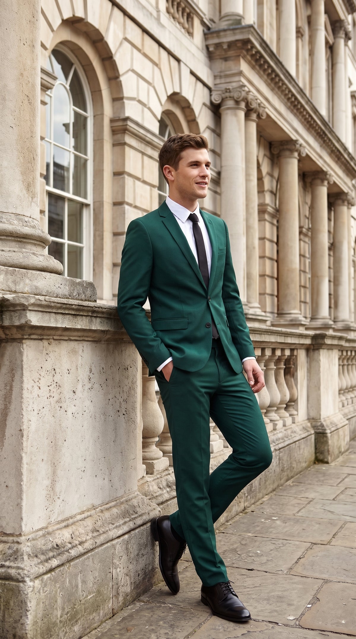 Men’s Emerald Hunter Green Two-Button Suit – Formal Wedding, Prom & Party Suit with Side Vents