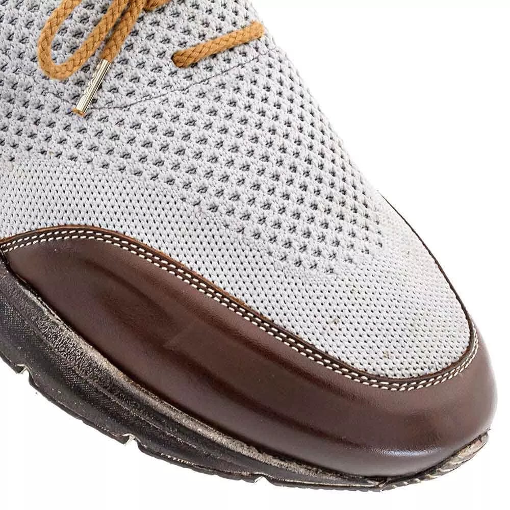 Mens Exotic Sneakers - Alligator Sneakers By Brand in Color Brown/Grey - Image 5