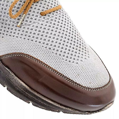 Mens Exotic Sneakers - Alligator Sneakers By Brand in Color Brown/Grey - Image 5