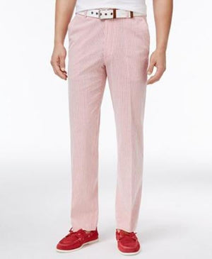 September-30-2021 Mens Slim-Fit Stretch Red/White seersucker ~ sear sucker Suit Men's Tapered Men's Dress Pants - Cheap Priced Dress Slacks For Men On Sale