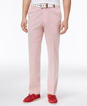September-30-2021 Mens Slim-Fit Stretch Red/White seersucker ~ sear sucker Suit Men's Tapered Men's Dress Pants - Cheap Priced Dress Slacks For Men On Sale