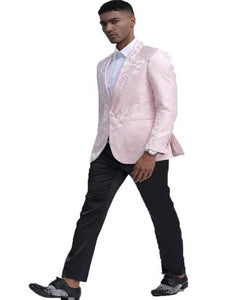 Pink Slim Fit Tuxedo Dinner Jacket for Men