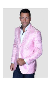 Pink Paisley Blazer - Mens Prom Tuxedo Jacket - Big And Tall Sport Coat