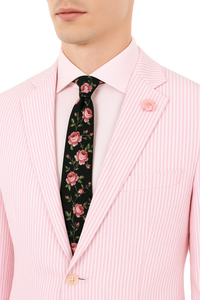 Mens Modern Slim Pink Seersucker Suit