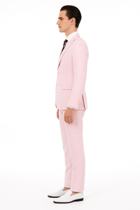 Mens Modern Slim Pink Seersucker Suit