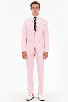 Mens Modern Slim Pink Seersucker Suit