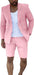 Mens Suits With Shorts - Double breasted Style Pink With Gold Buttons