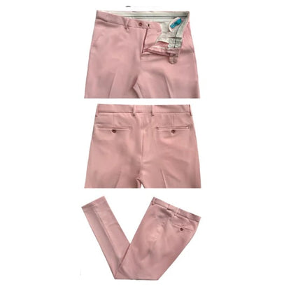 Mens Cotton Stretch Fashion Pink Suit - Image 4