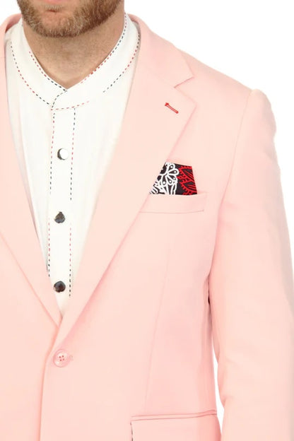 Mens Cotton Stretch Fashion Pink Suit - Image 3