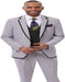 Pinstripe Tuxedo - White and Blue Pinstirpe Suit - Wedding Groom Suit Trim Collar Two Toned - Men's Tuxedo USA