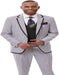 Pinstripe Tuxedo - White and Blue Pinstirpe Suit - Wedding Groom Suit Trim Collar Two Toned