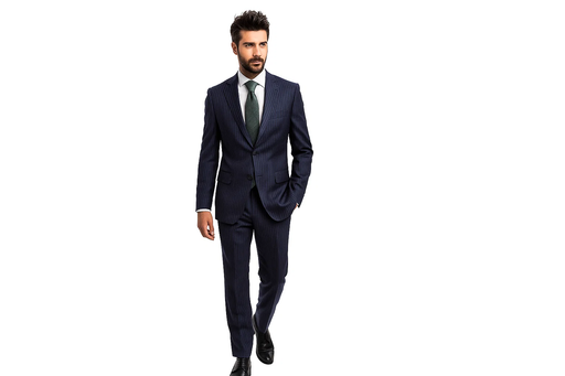 Men's  Pinstripe Design Slim Fit 2 Button Dark Navy 100% Polyester Dress Cheap Priced Business Suits Clearance Sale Dark Blue Suit