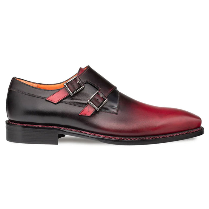Pintor Burgundy Bi-Tone Double Monk Strap Shoes By Mezlan Made In Spain Brand