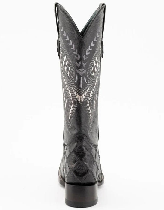 Ferrini Bronco Men's Print Pirarucu Fish Boots Handcrafted Black