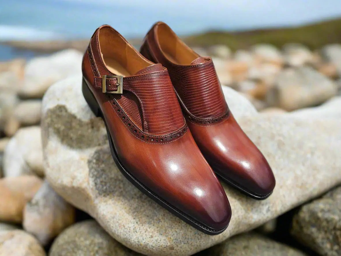 Carrucci Plain Toe Single Monk Loafer