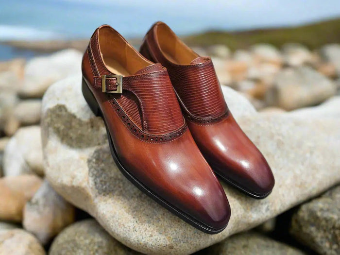 Carrucci Plain Toe Single Monk Loafer