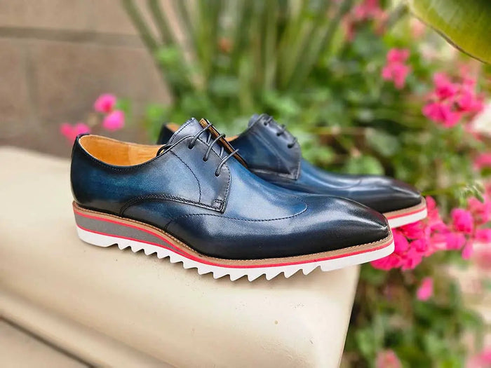 Carrucci Plain Toe Wing-tip Stitching Blucher style Oxford