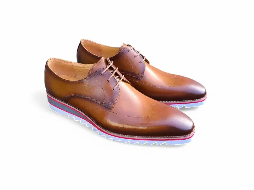 Carrucci Plain Toe Wing-tip Stitching Blucher style Oxford