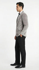 Men's Platinum Velvet Dinner Jacket with Satin Shawl Lapel | Formal Wedding Prom Blazer - Image 7