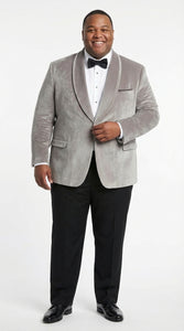 Men's Platinum Velvet Dinner Jacket with Satin Shawl Lapel | Formal Wedding Prom Blazer - Image 4