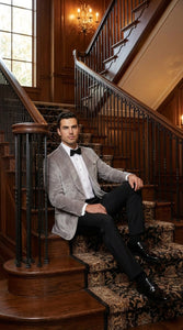 Men's Platinum Velvet Dinner Jacket with Satin Shawl Lapel | Formal Wedding Prom Blazer - Image 9