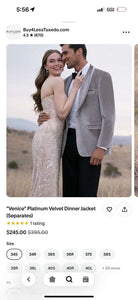 Men's Platinum Velvet Dinner Jacket with Satin Shawl Lapel | Formal Wedding Prom Blazer - Image 10