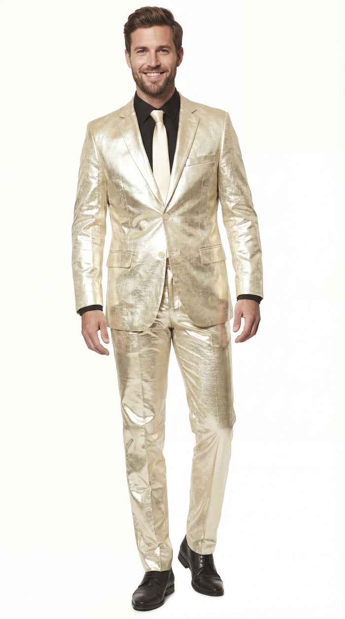 Shiny Metallic Party Champagne Suit