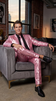 Shiny Metallic Party Pink Suit