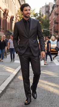 Shiny Metallic Party Black Suit