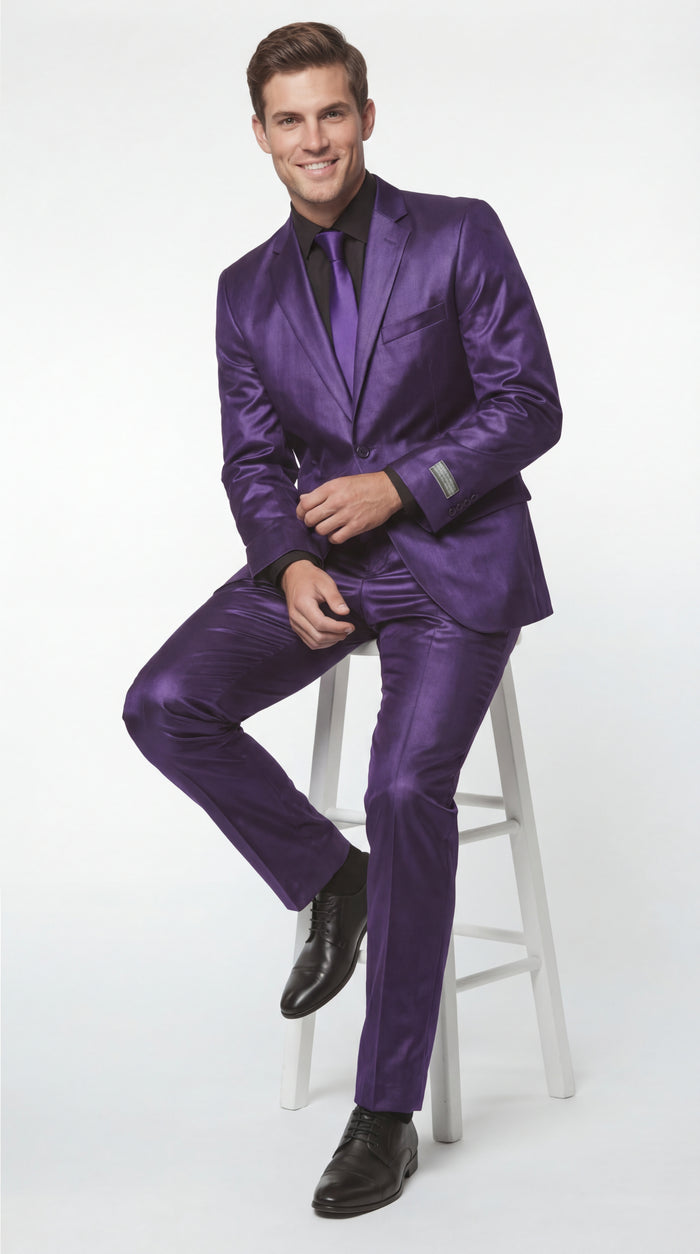 Shiny Metallic Party Blue Suit
