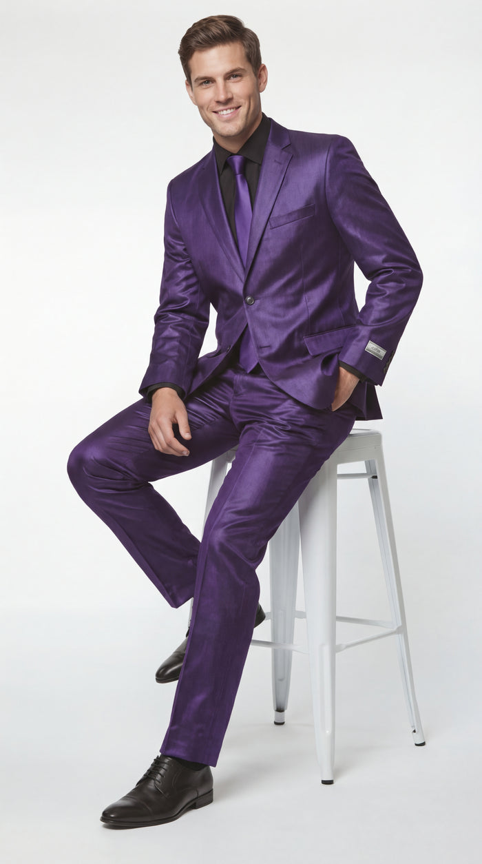 Shiny Metallic Party Blue Suit