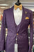 Plum Suit - Purple Suit With Gold Buttons With Double Breasted Vest - Rossiman Suits