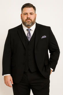 Cheap Plus Size Suits For Men - Big and Tall Suit For Big Guys Solid Black