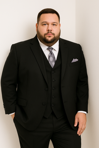 Cheap Plus Size Suits For Men - Big and Tall Suit For Big Guys Solid Black