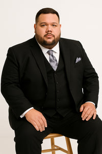 Cheap Plus Size Suits For Men - Big and Tall Suit For Big Guys Solid Black