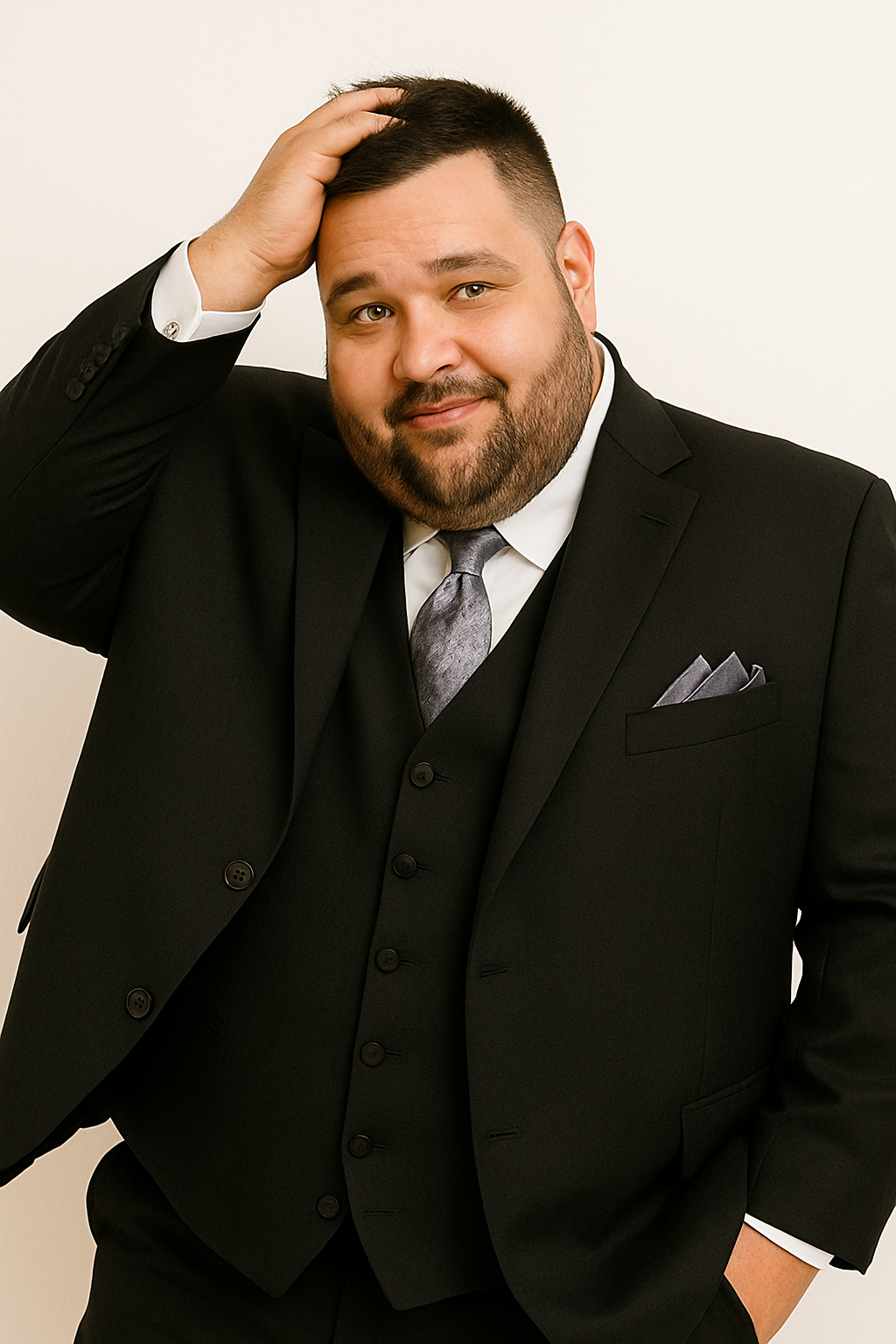 Cheap Plus Size Suits For Men - Big and Tall Suit For Big Guys Solid Black - Image 8