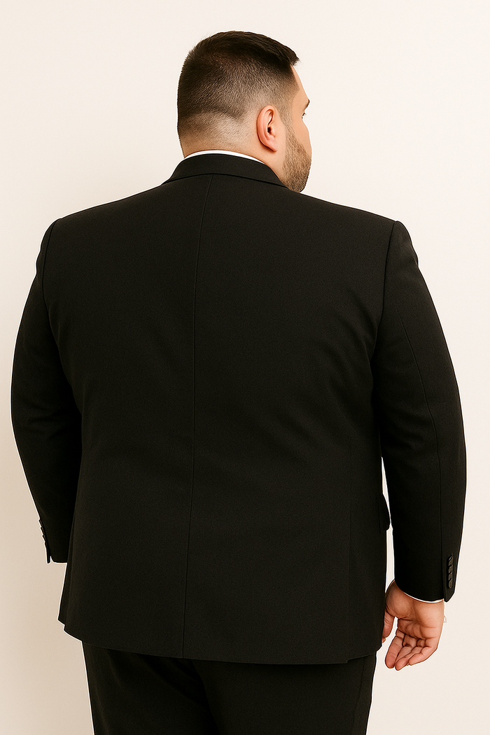 Cheap Plus Size Suits For Men - Big and Tall Suit For Big Guys Solid Black - Image 6