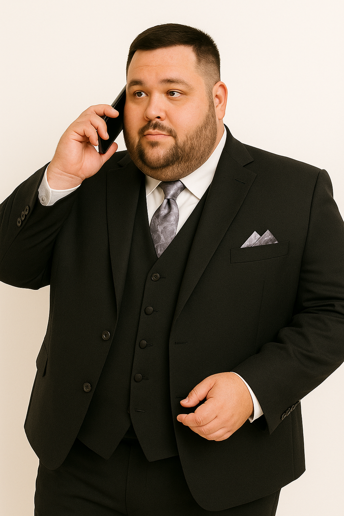 Cheap Plus Size Suits For Men - Big and Tall Suit For Big Guys Solid Black - Image 7