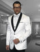 Men's Polk Dot ~ Geometric Tuxedo Suit Shawl Lapel Two Toned Vested Suits White