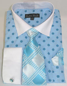 Polka Dot Dress Shirt - Turquoise Blue