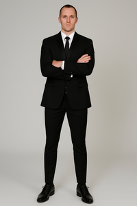 Poly Slim Fit Black Men'S Skinny Tapered Leg Lower Rise Pants Tuxedo