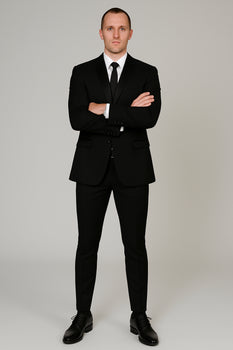 Poly Slim Fit Black Men'S Skinny Tapered Leg Lower Rise Pants Tuxedo