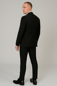 Poly Slim Fit Black Men'S Skinny Tapered Leg Lower Rise Pants Tuxedo