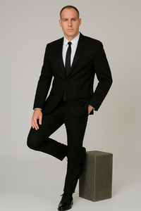 Poly Slim Fit Black Men'S Skinny Tapered Leg Lower Rise Pants Tuxedo