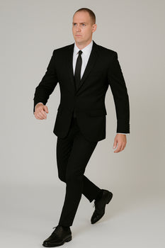 Poly Slim Fit Black Men'S Skinny Tapered Leg Lower Rise Pants Tuxedo