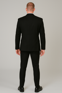Poly Slim Fit Black Men'S Skinny Tapered Leg Lower Rise Pants Tuxedo