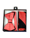 Men's Polyester Black/Salmon ~ Coral Satin dual colors classic Bowtie with hankie - Men's Neck Ties - Mens Dress Tie - Trendy Mens Ties