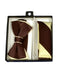 Men's Ivory / Brown Polyester Satin dual colors classic Bowtie with hankie - Men's Neck Ties - Mens Dress Tie - Trendy Mens Ties